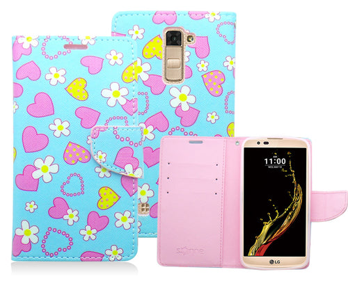 LG K10/AH2 ABSTRACT LOVE LEATHER WALLET CASE