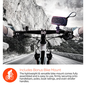 Indoor/Outdoor  IPX7 waterproof rated bluetooth speaker with bonus bike mount.