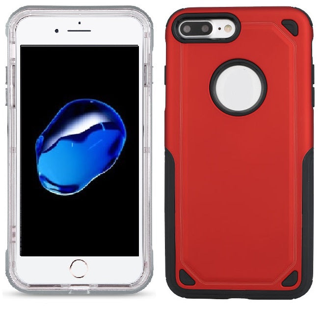 Apple iPhone 8 Plus/7 Plus (5.5'') Red Hybrid Texture Slim Case