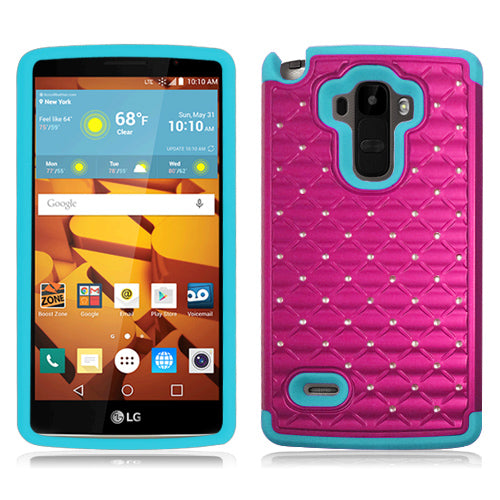 LG STYLO/LS770 BLUE/PINK ARMOR BUMPER SPOT BLING CASE